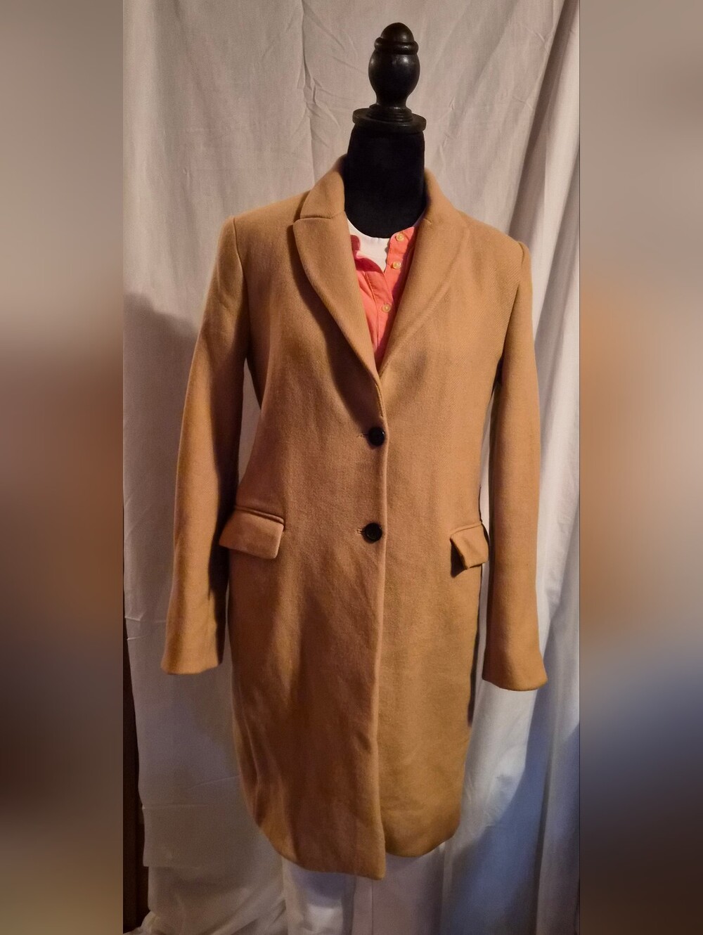 Zara Camel Single-Breasted Trench Coat Med